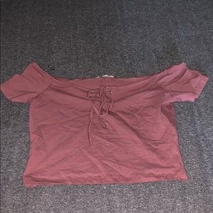 Pink tie up crop top